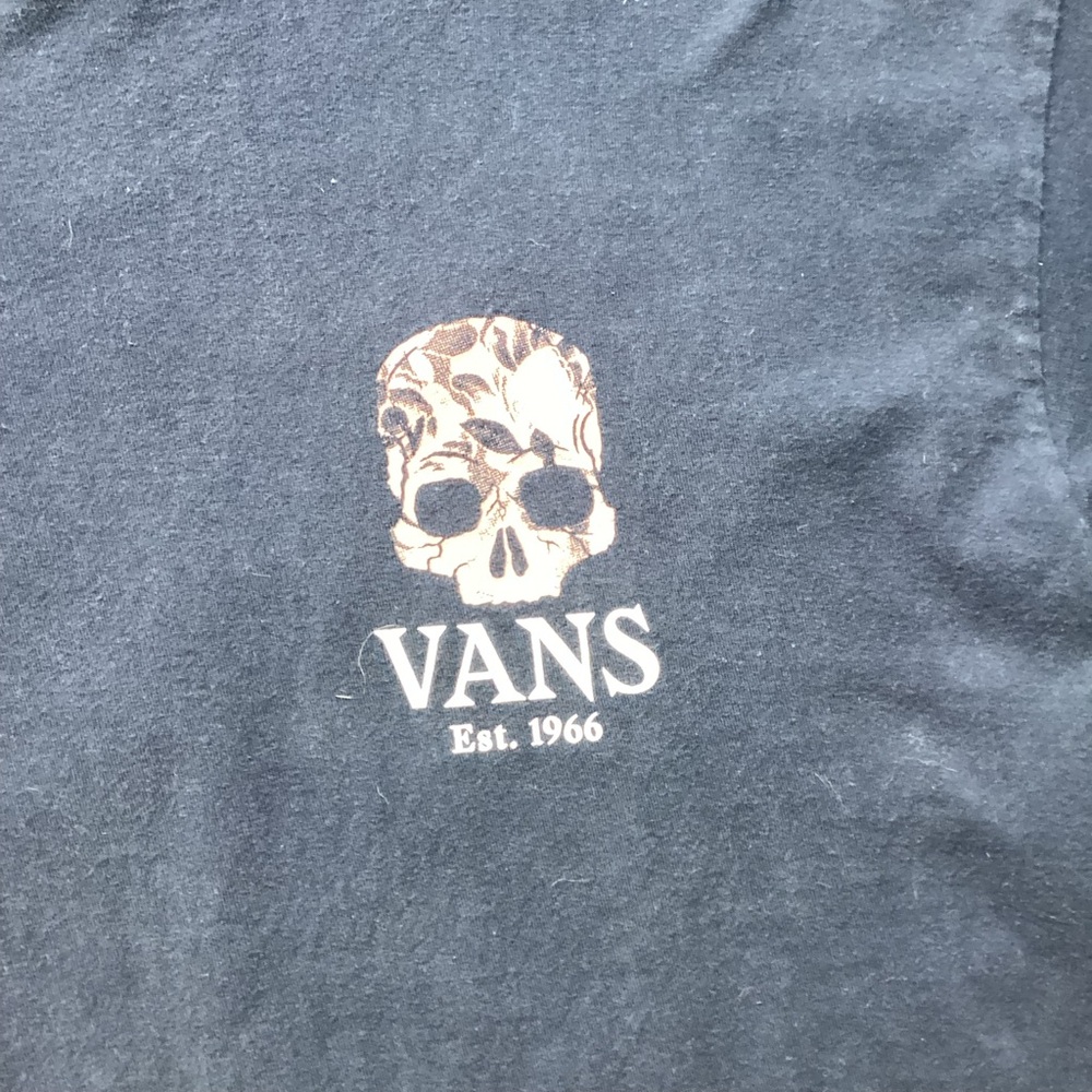 Vans Classic Fit Floral Skull Graphic T-Shirt - Navy Blue - Size Large - Picture 3 of 6